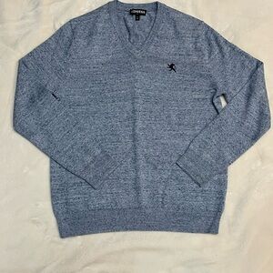 Express Men's Light Blue V-Neck Sweater